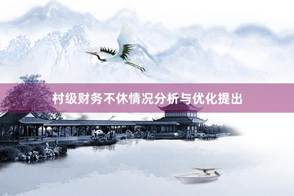 村级财务不休情况分析与优化提出